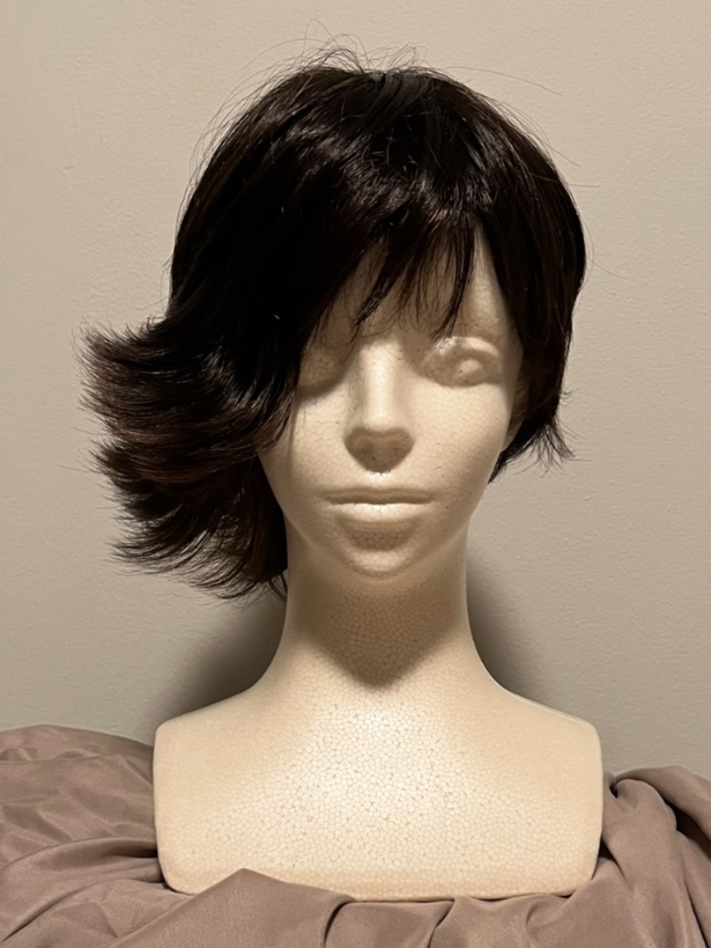 Wig short asymmetrical black color W305